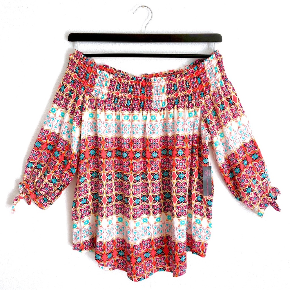 SOLD! | Multicolored Off-the-Shoulder Blouse - Picture 2 of 7